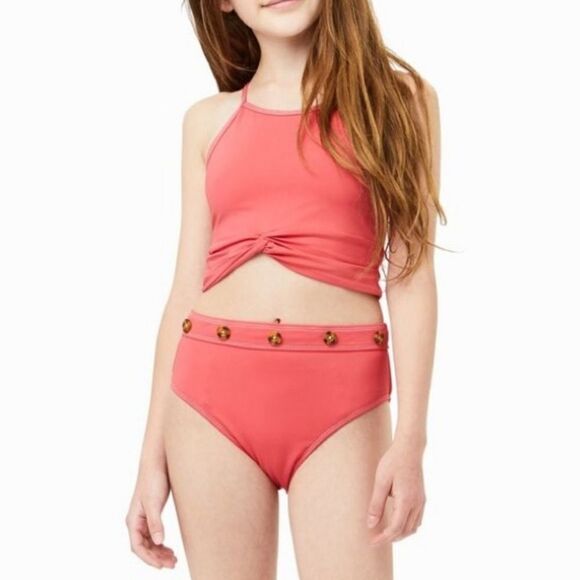 New Habitual Girl Contrast Stitch Two Piece Swim Suit Size 16 - Picture 2 of 9